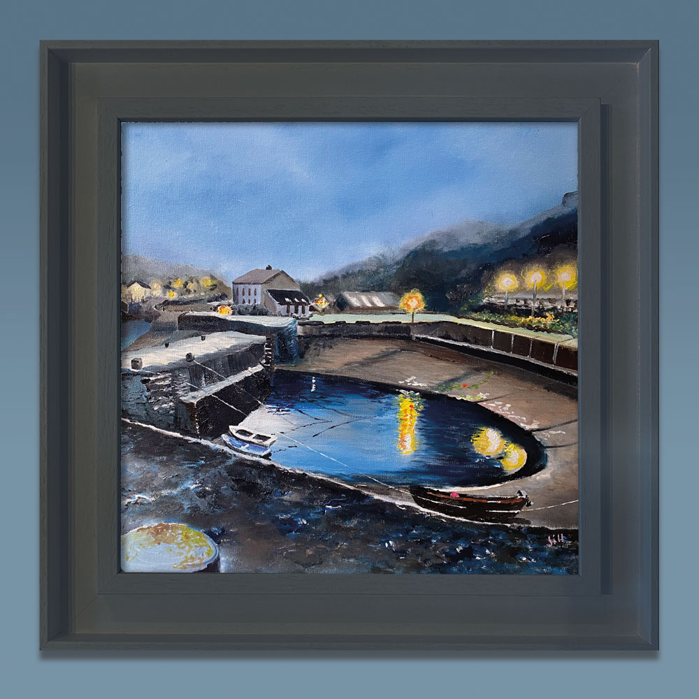 'Harbour Home' Misty shades of falling twilight gently cloak an evening by the harbour, as twinkling lights reflect golden orbs across darkening waters. Available now from lifefullcolour.co.uk