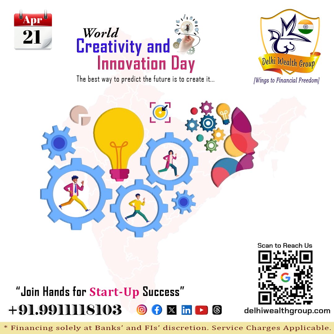 The best way to have a good idea is to have a lot of ideas. Happy World Creativity and Innovation Day!
#HappyWorldCreativityAndInnovationDay #DWSPL #delhiwealthgroup #consultancyservices #workingcapitalloan #projectfinance #financialservices #homeloans #housingfinance #msmeloans