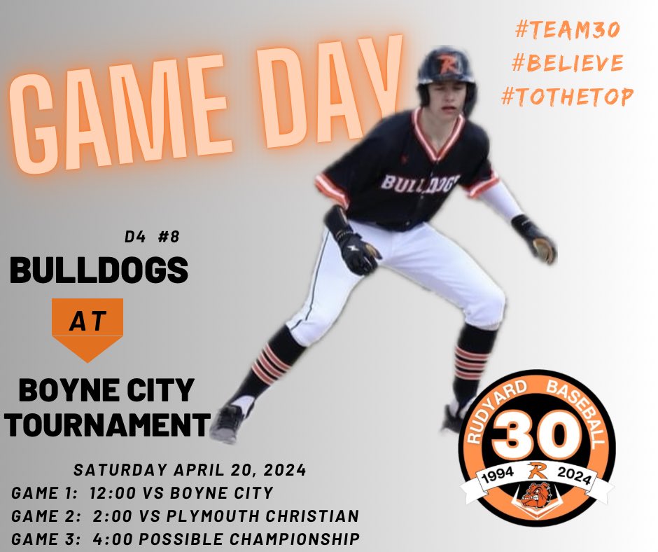 IT’S GAME DAY!!!!! 📍Boyne City 🆚 Boyne City @ 12:00 🆚 Plymouth Christian @ 2:00 🏆 1 seed vs 1 seed / 2 seed vs 2 seed @ 4:00 #Team30 #Believe #ToTheTop🏔 @ColdWeatherBats @goosepoop_ @StraightGasMI