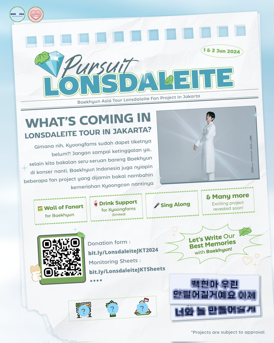 BBHLightsINA's tweet photo. [🥬] Lonsdaleite Fan Project  

Hello Kyoongfams! Here is a sneak peek of our fan project 🤓

Detail & projek tambahan lainnya akan segera diumumkan jika proposal sudah disetujui... jangan lupa untuk tetap ikutan donasi ya! 

💰DONATE HERE: https://t.co/Gov4pxXtw1 
🔎MONITORING SHEET: https://t.co/WQ6U5aQfBD

#BAEKHYUN #백현 @B_hundred_Hyun @BAEKHYUN_INB100