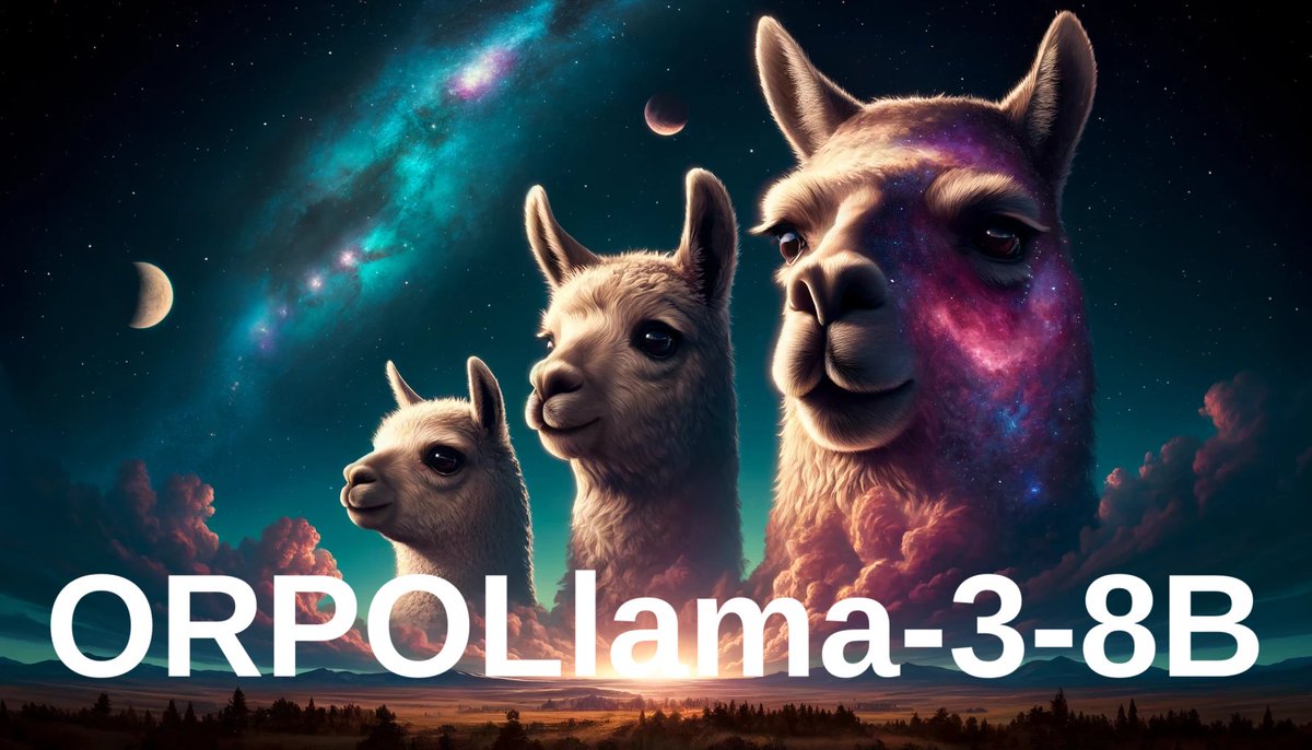 maximelabonne's tweet photo. 🦙 OrpoLlama-3-8B

Successful ORPO fine-tune of Llama 3 with ChatML template!

It was trained on 40K high-quality preference samples for 3 epochs. Sharing some details and benchmarks. 🧵

🤗 Model: https://t.co/c2sdaskFh6
🪟 Demo: https://t.co/w4z4EdRlsg