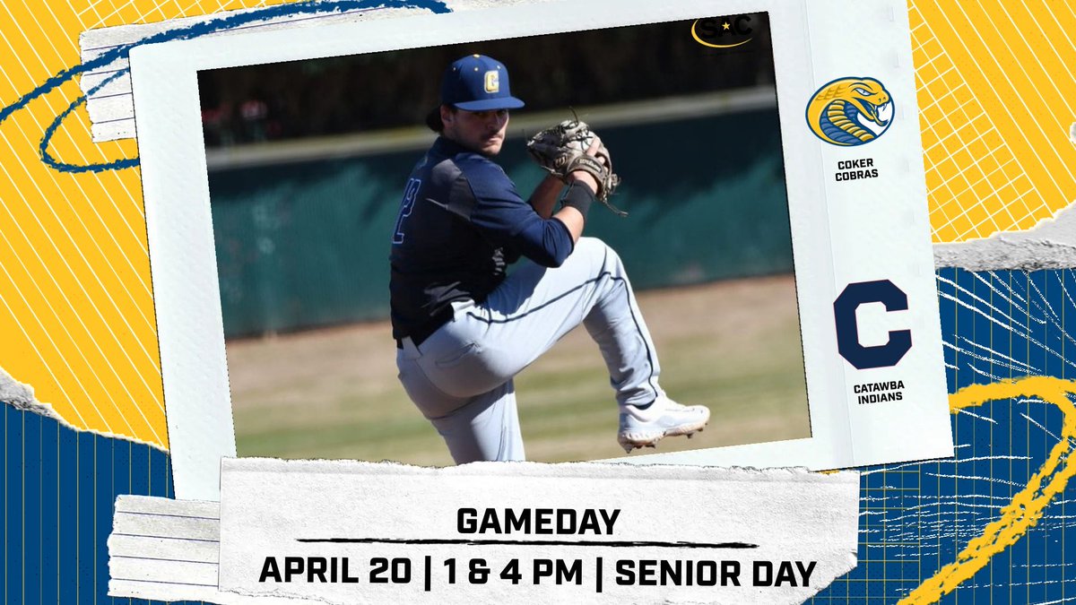 Senior day action today at Tom J. New Field as @CokerU_Baseball looks to clinch the series win against Catawba 🔥 Be there at 12:30 to celebrate our seniors and stick around to watch the top two teams in the SAC battle it out‼️