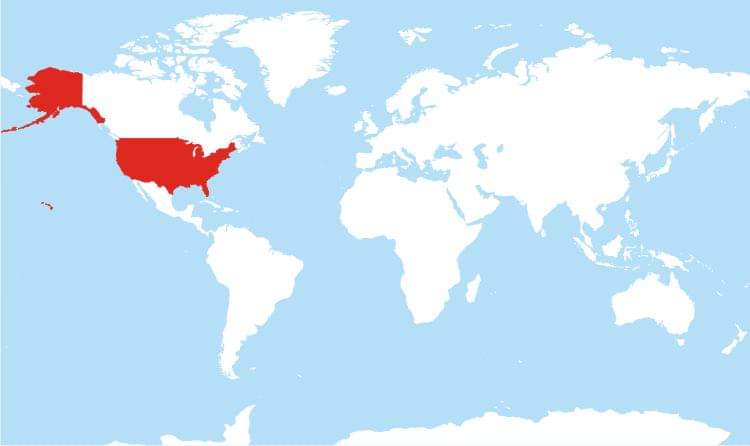 amazingmap's tweet image. A map of all countries that use the MMDDYYYY date format