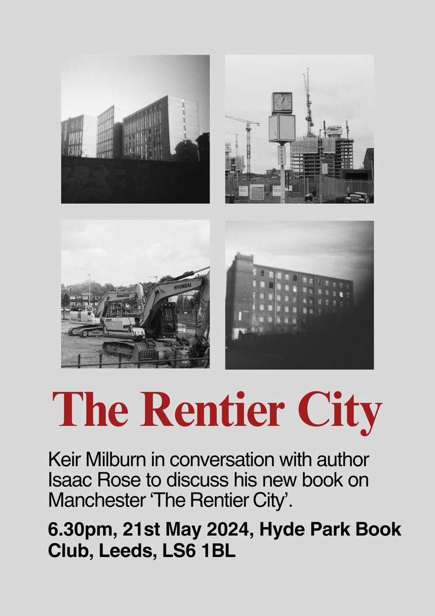 In just over a month I'll be chatting with @KeirMilburn about the rentier city at @HPBCLeeds. rsvp >> eventbrite.co.uk/e/leeds-launch…