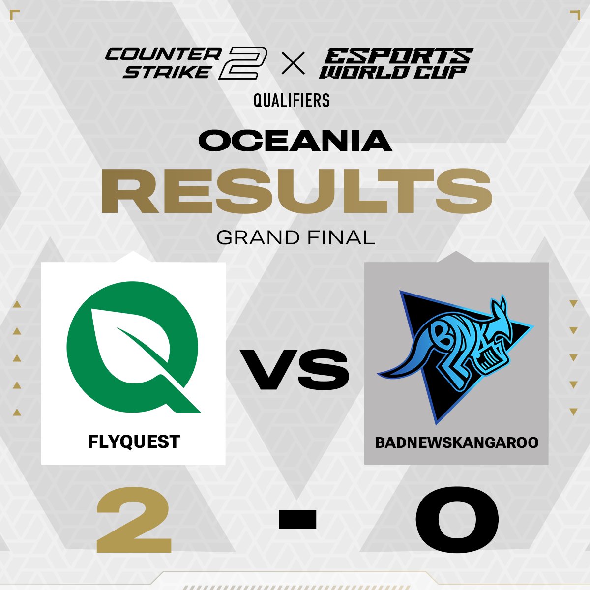 .@FlyQuestCS don't even break a sweat! They take down @badnewskangaroo 2-0 in the Grand Final of the #EsportsWorldCup Oceania Closed Qualifier 🙌