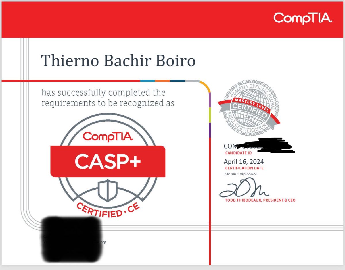 BabyLovebach's tweet photo. Another one #CASP+ ✅
Unlocked the Mastery Level and recognized as a @CompTIA Secure Infrastructure Expert after passing all the #CompTIA Cyber Security exams 🙏🏿 https://t.co/tURTCBKhrP