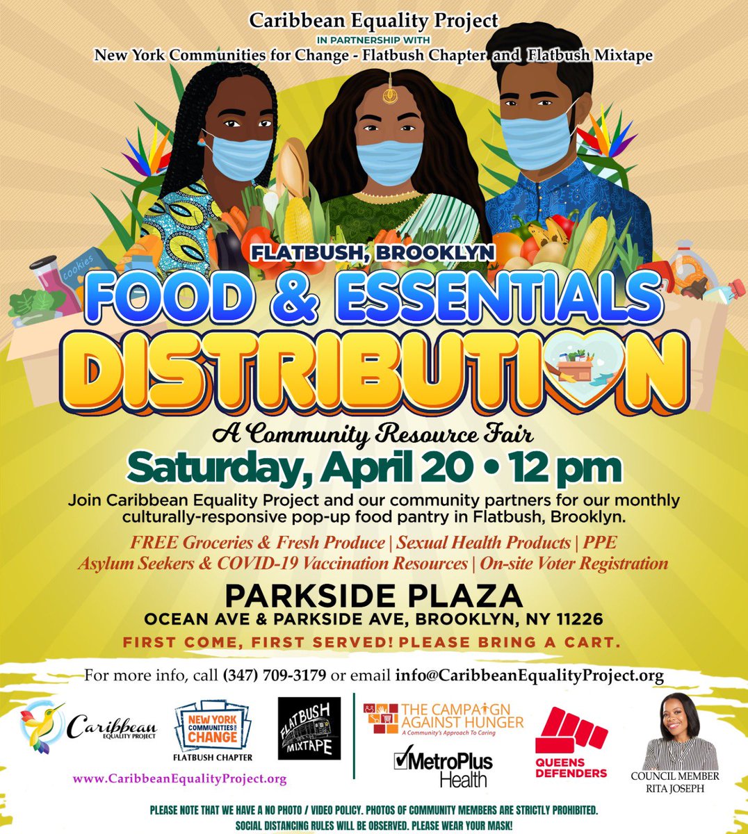 📣 TODAY, join us for our #EarthDay 🌍 centered culturally responsive pop-up food pantry in Flatbush, Brooklyn!🍎🌽🫑🍊🥔 ⏰🗓 Saturday, April 20 | 12 pm 📍Parkside Plaza- Ocean Ave & Parkside Ave, Brooklyn, NY 11226