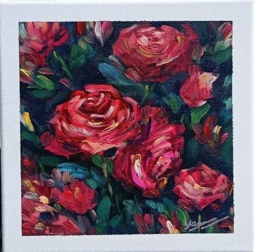 YaaSin2111's tweet photo. งานดอกไม้สีน้ำมันบนผ้าใบที่วาดไง้นานมากกก เฟรมไซส์น่ารักๆ 20*20 ซม.💖🤏🏻 #งานวาด #ศิลปะ #วาด https://t.co/qNJPDRSnDi