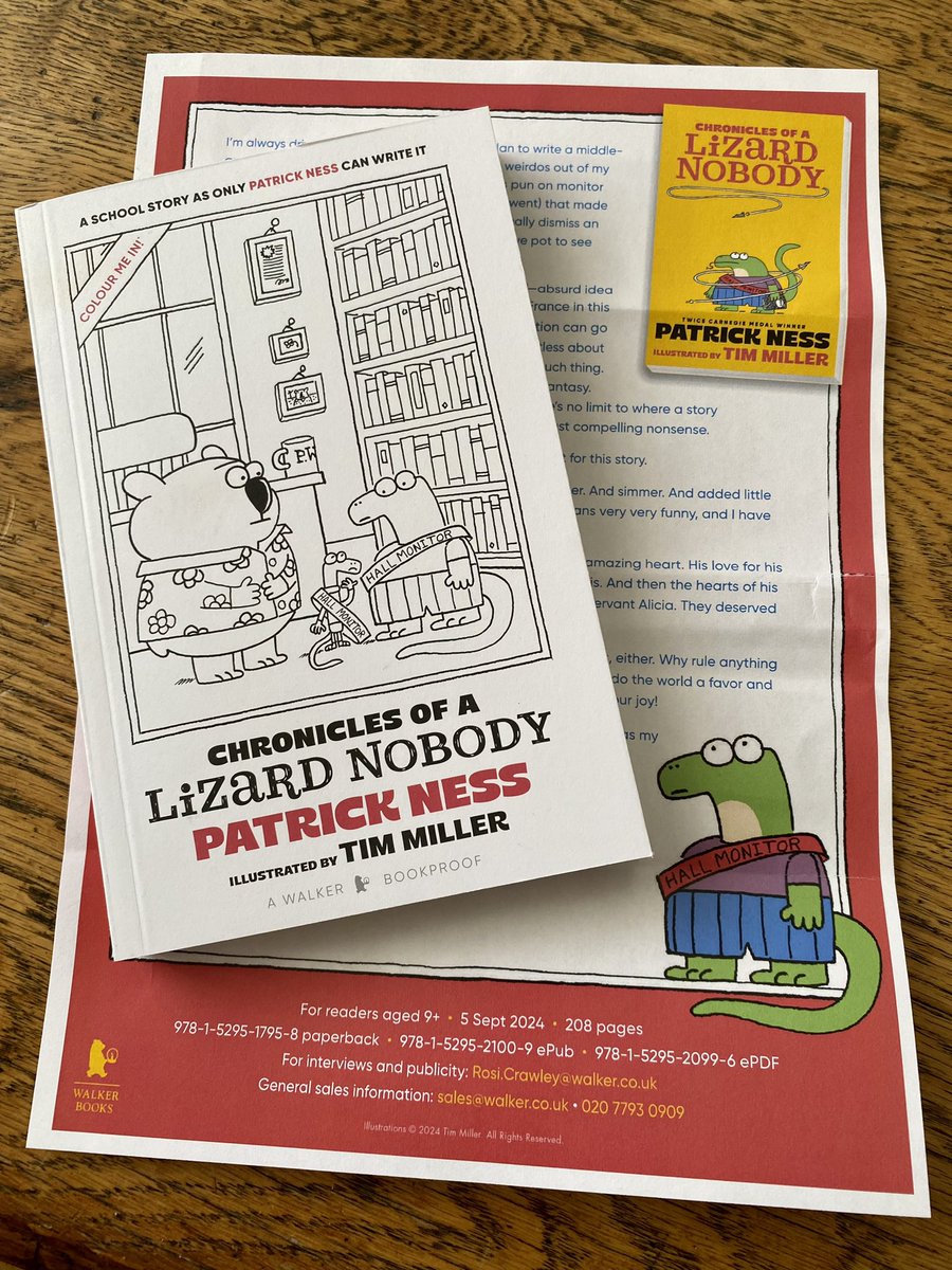 Oh hello, Saturday just got even better when this landed through the letterbox. Chronicles of a Lizard Nobody by @patrick_ness illustrated by Tim Miller. What A Joy! 😊 Thank you @WalkerBooksUK for sending it. Out Sept for readers 9+