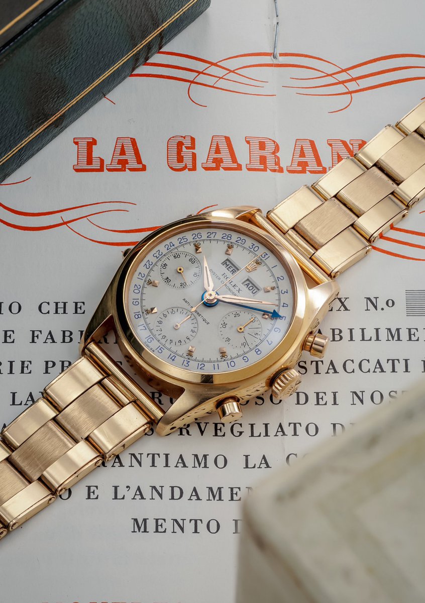 Finds. A 6036 Jean-Claude Killy in pink gold, the ultimate in vintage Rolex Chronographs. Fewer than 144 examples are thought to have been made in pink, which looks particularly sexy on bracelet. One of the most unusual Rolex Chronographs and certainly one of the more