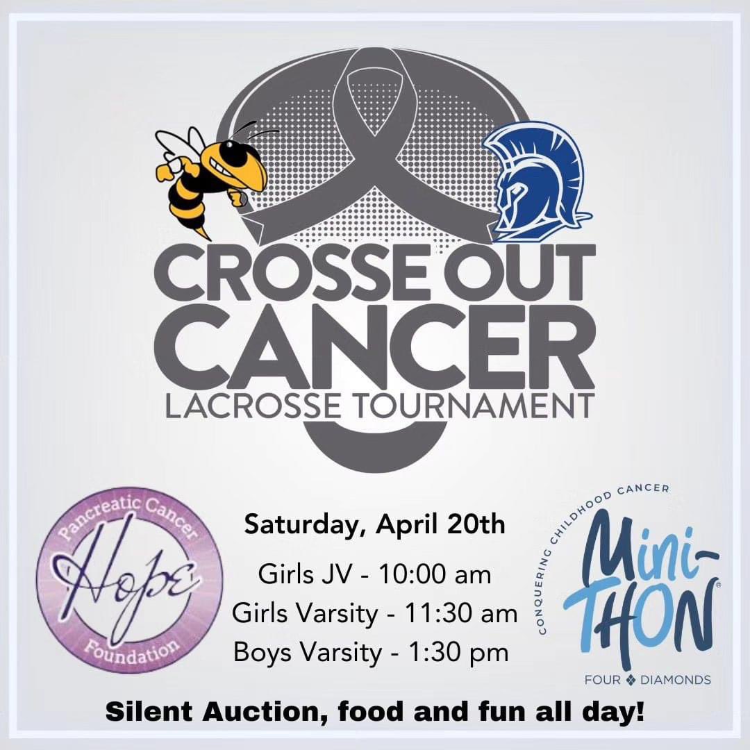 GAMEDAY! Looking forward to joining forces with Southern Lehigh Lacrosse to Crosse out Cancer. Come join in the activities. JV plays at 10, V at 11:30. Great food, raffle baskets, and more.