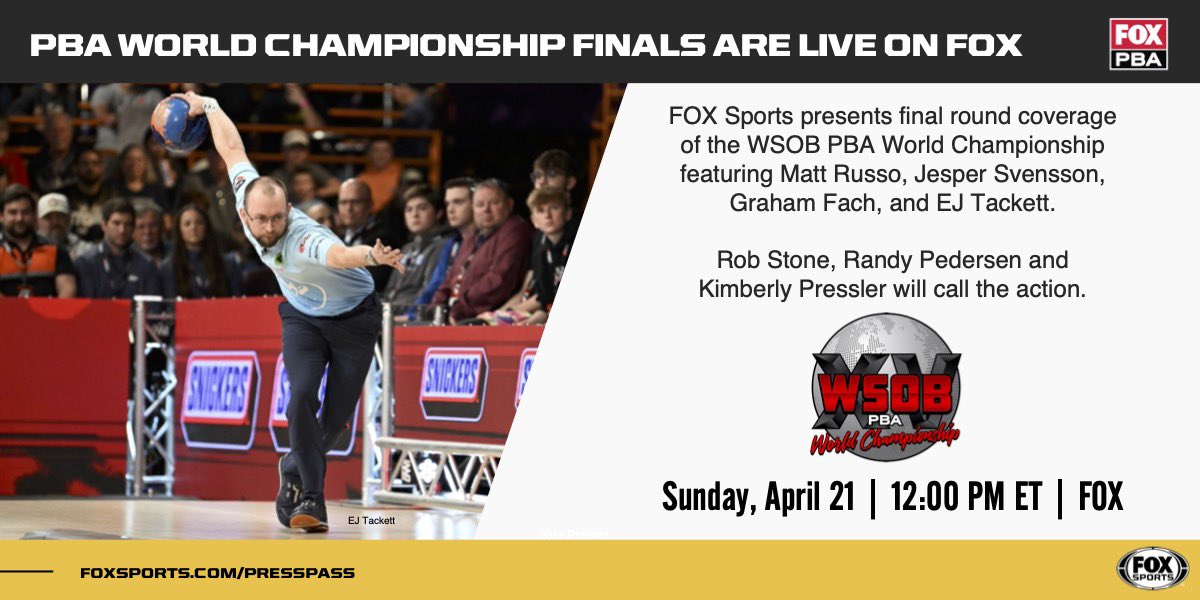 It’s time for another MAJOR!   The stakes are high for four remaining bowlers aiming to capture a world championship live on FOX!👇