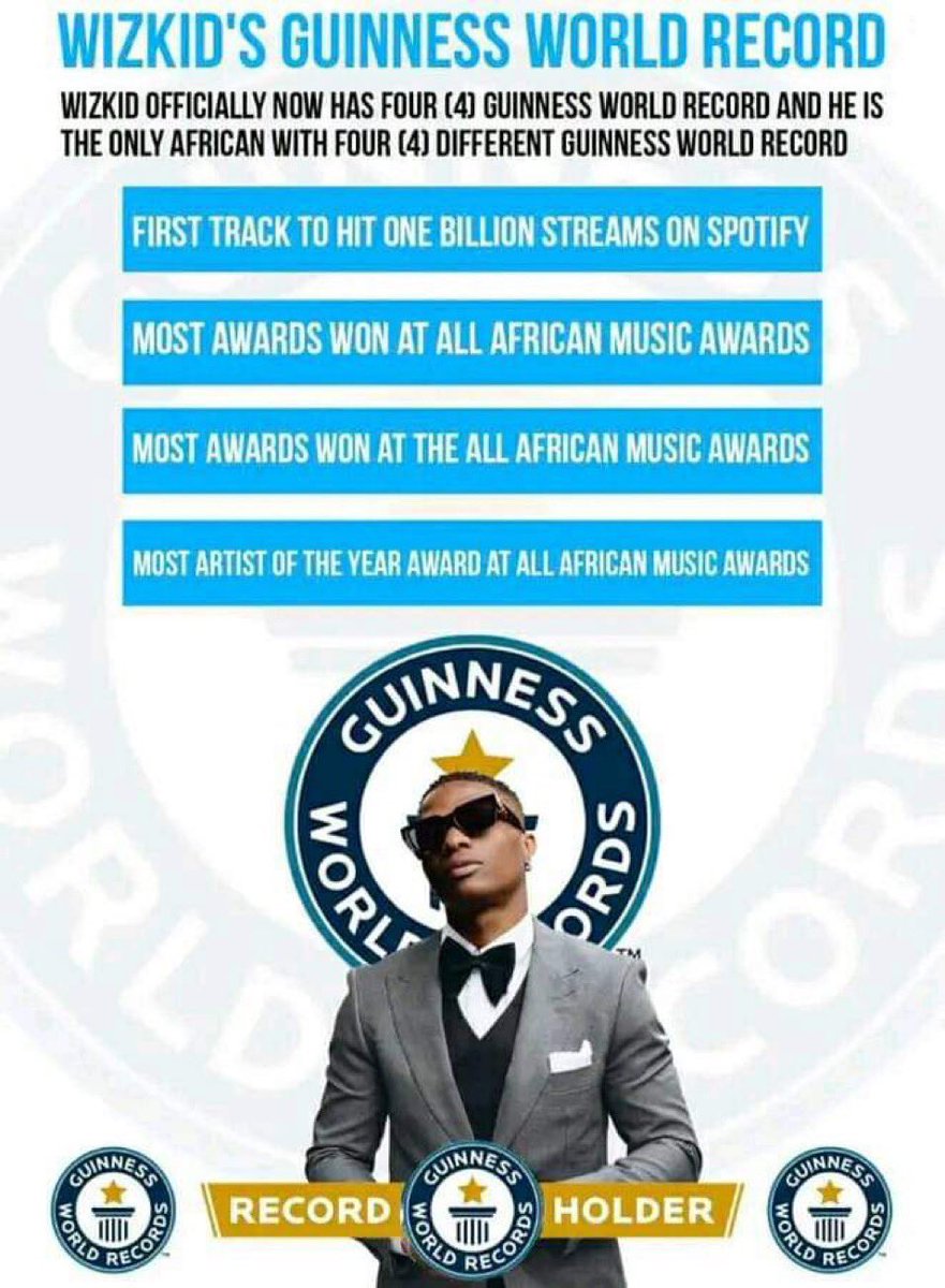 I understand breaking records is foreign to your favorite but Wizkid is a Guinness World Record holder 👋