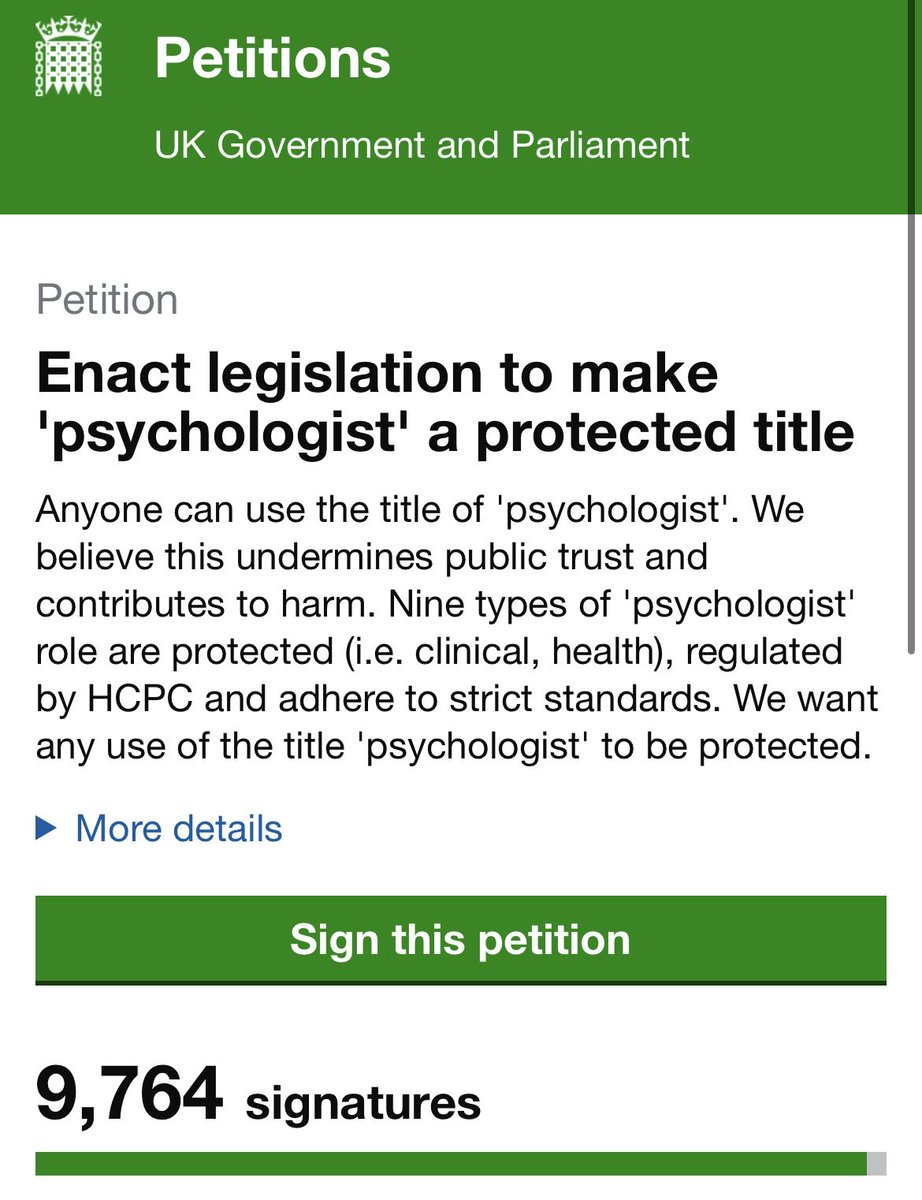 We are 200 away!!!!! Thanks for the signs and shares for the petition to make psychologist a protected title in the UK as it already is in Australia and USA. Please help share this weekend. We want this by Monday. #ProtectThePsychologistTitleUK