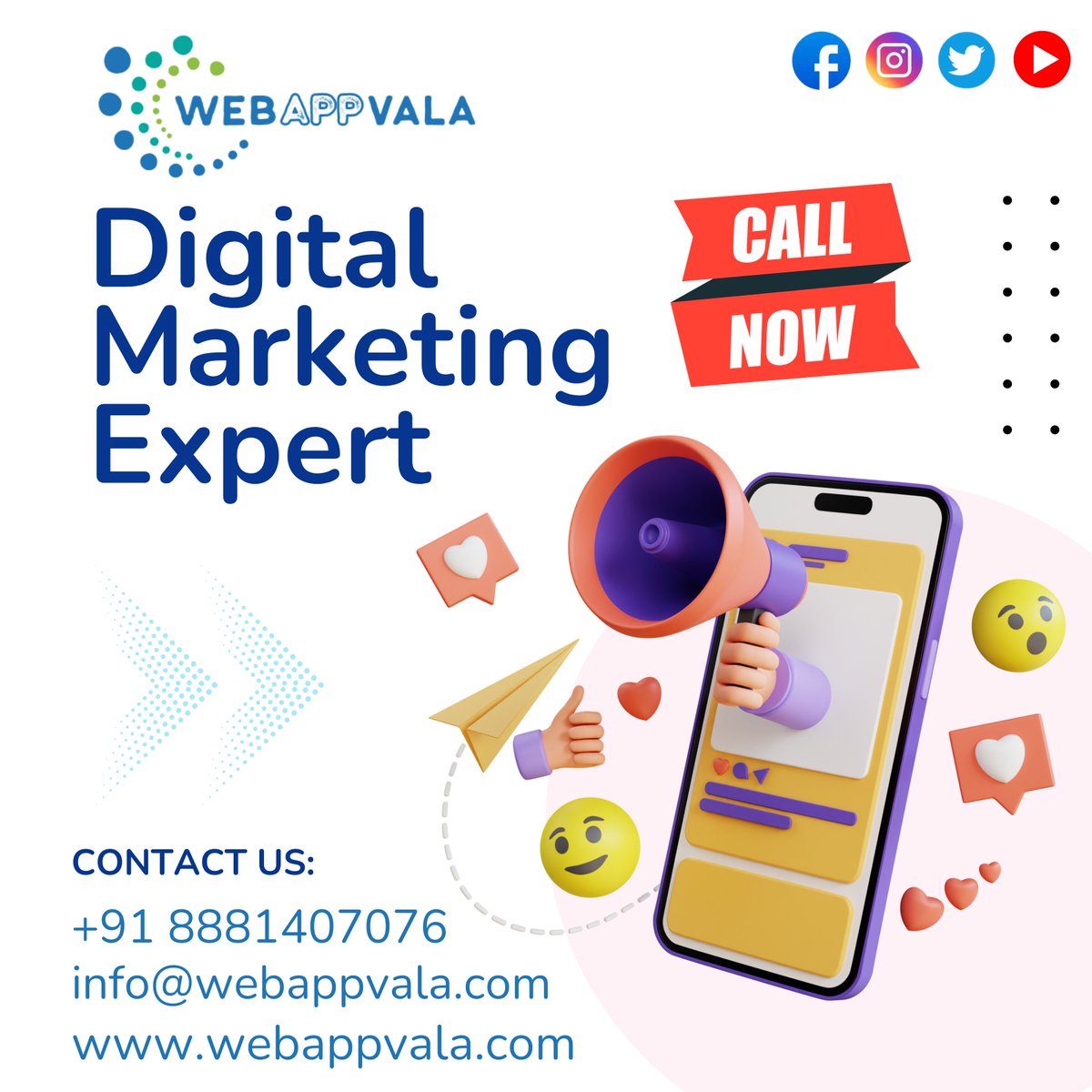 Unleash the Power of Digital Marketing : Boost Your Business with WebAppVala ✨👌
Email- info@webappvala.com
Ph: 088814 07076
Web- webappvala.com
#webdesign #webdevelopment #websitecreation #customwebsite #professionalwebsite #websitedesign #websitedeveloper #webagency