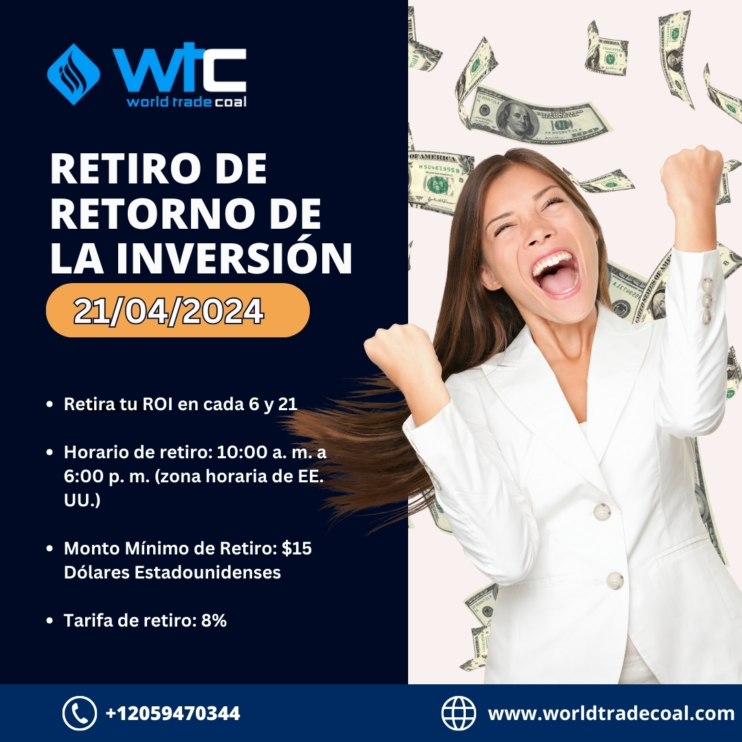 worldtradecoal's tweet photo. ROI WITHDRAWAL REMINDER ✅
21st April 2024
Hello WTC User's
The fruit of your trust on us is coming tomorrow. ROI withdrawal
gates are opening tomorrow, Get ready to fill up your pockets.🎯🎯
#worldtradecoal #DailyROI #DailyReturns #wtc #energysolutions #ROIWithdrawal https://t.co/r0a5IX4Qe0