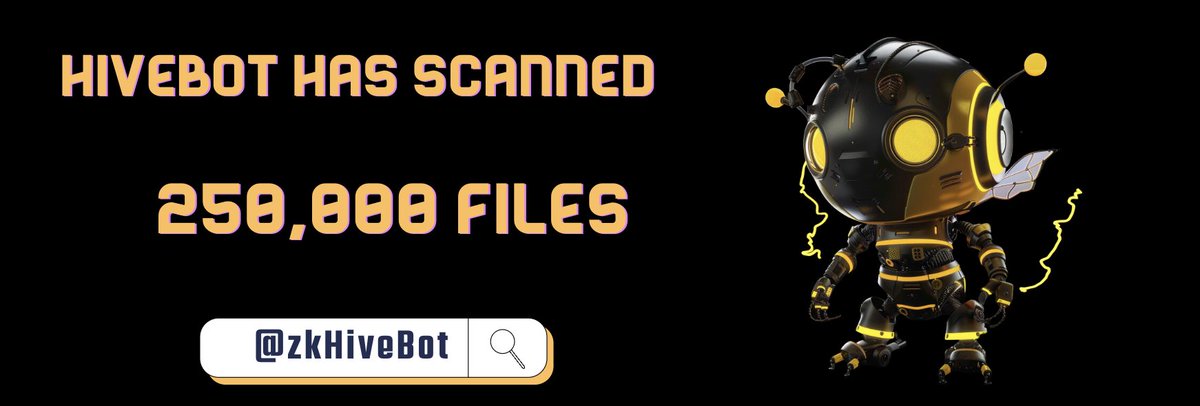 $ZKHIVE HiveBot has reached a new milestone!🏆 We are happy to announce that less than 2 months after launch, $ZKHIVE's zkHiveBot has already scanned more than 250,000 files and links for nearly 8,000 users and groups! This is an important milestone for such a young project,