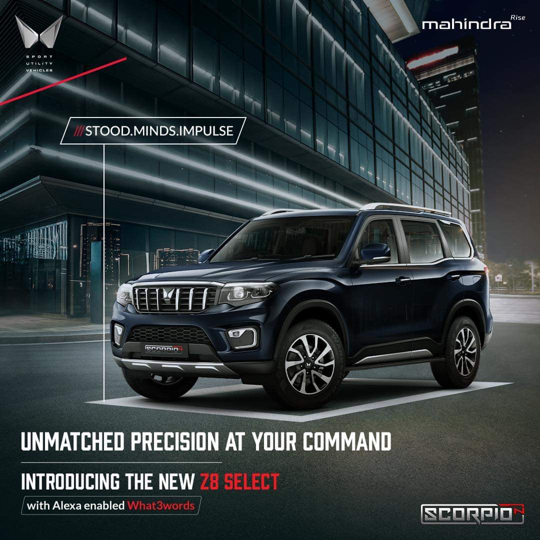 Go anywhere your adventures call for with the Alexa-enabled What3Words feature in the New Scorpio N Z8 Select. Starting at Rs. 16.99 Lakh. #DominationRedefined #ScorpioN #MahindraScorpio