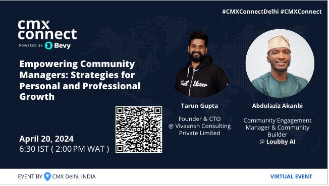 Join me today by 2 pm WAT as I will be speaking at @CmxConnectDelhi

#community #CommunityManagement #communitybuilding #cmxconnect #cmx #CommunityManagers #CommunityEngagement #bevy