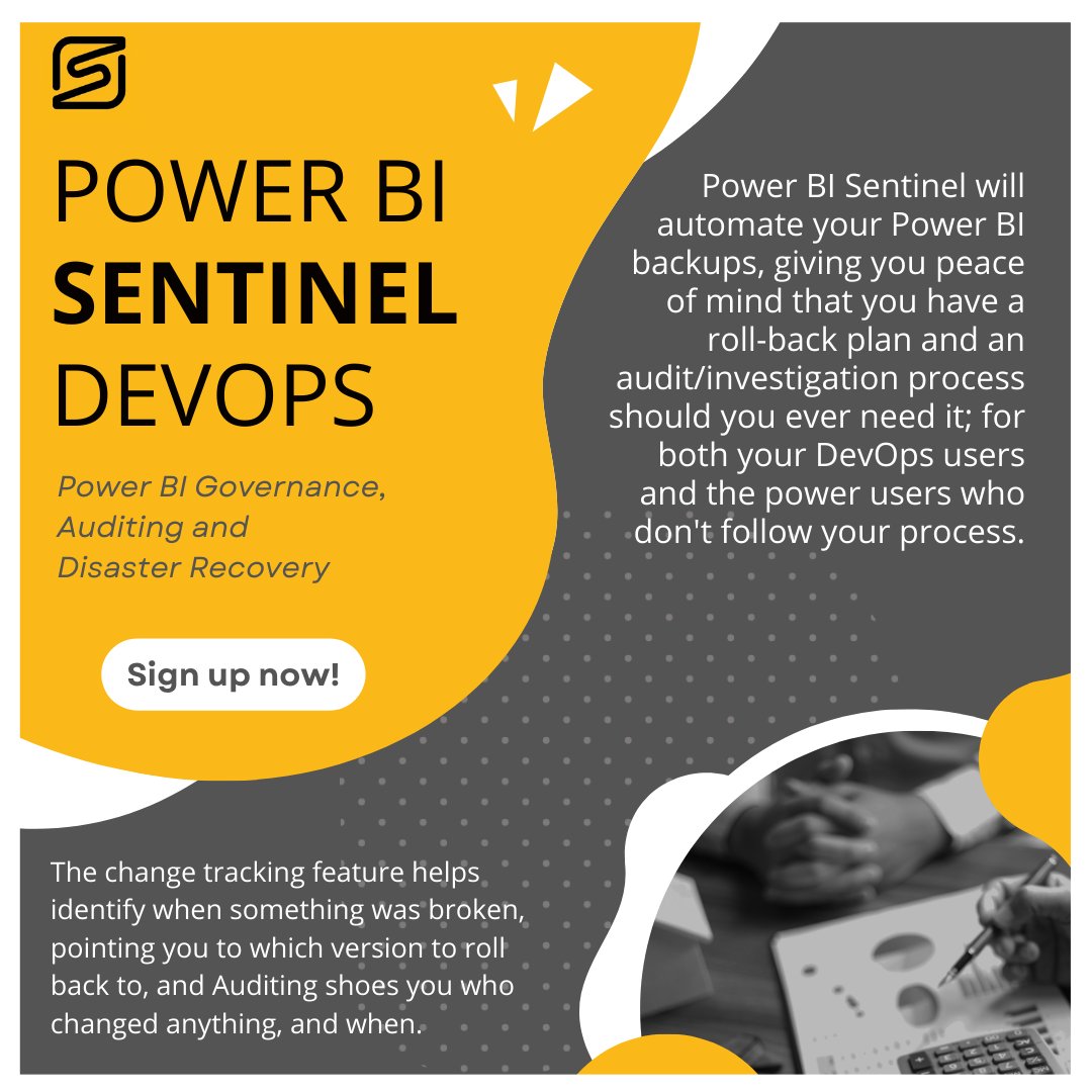 🔄 Changes happen, but chaos doesn't have to! Power BI Sentinel automates backups, tracks changes, and audits actions. Data security and peace of mind for all users 📈🔒 powerbisentinel.com/power-bi-devop… #DataSecurity #PowerBI