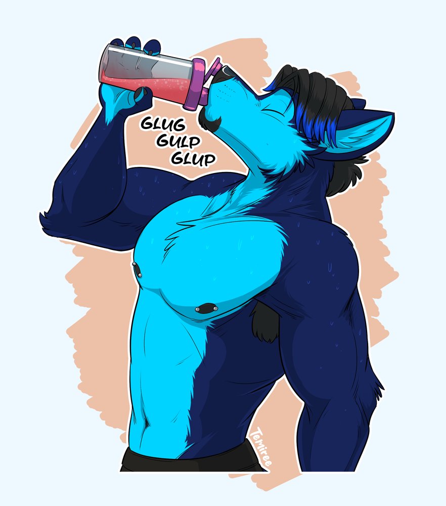 Here's the third and final sticker of the set that I did for @DJBlueWolf! After all that exercise, nothing is more refreshing than a healthy post-workout smoothie! 🐺✨