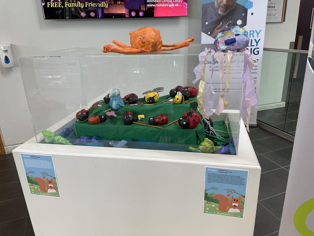 FPHSScience's tweet photo. If you’re free before 3pm today why not pop down to @RochdaleLibrary OneRiverside to check out the #EarthDay2024 activities on offer- we also have some awesome animals that our students have created in their own time from up-cycled materials 👍👍 https://t.co/Szj5eenDeo