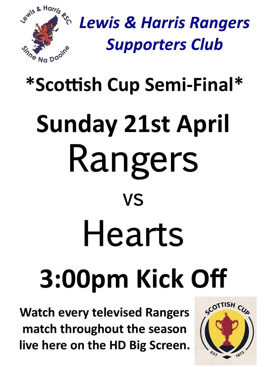 Get behind the team and watch our Scottish Cup Semi-Final live here at @lhrsc tomorrow. Kick Off at 3:00pm! Sinne Na Daoine 🇬🇧