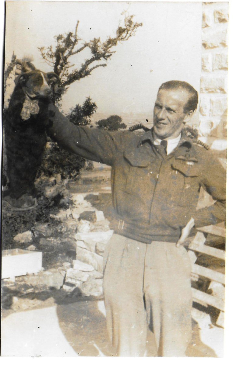 My original photo postcard from Malta 🇲🇹 
Adrian and Christine got themselves a little dog 🐕 
Here he is inside one of Adrian's flying boots 🙏🏻