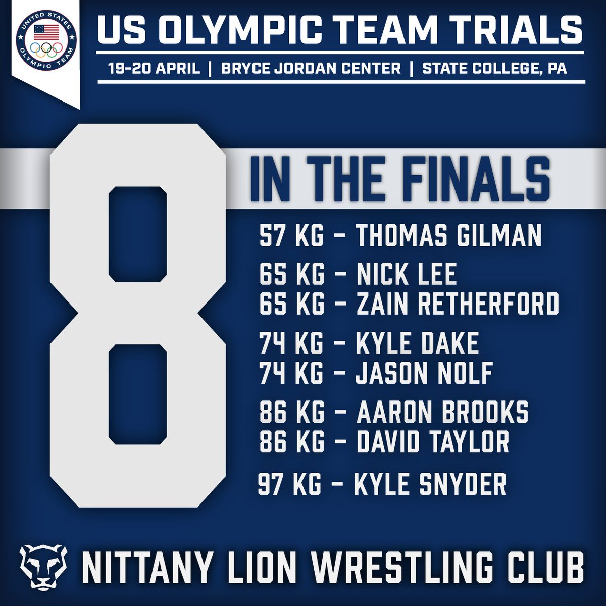 2024 Olympic Trials Finalists for the Nittany Lion Wrestling Club