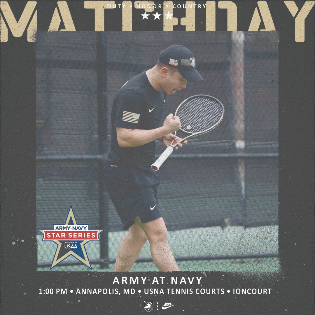 An opportunity to sing second today 🪖🌟 🆚 Navy ⏰ 1:00 PM 📍 Annapolis, MD 🎾 USNA Tennis Courts 📊 ioncourt.com/ties/65afbfe89… #GoArmy #BeatNavy