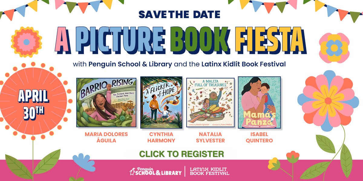 ¡Vámonos de fiesta! Join us, @LatinxKidLitBF, and these four Latine creators ( @mariadaguila @isabelinpieces @NataliaSylv & Cynthia Harmony) for a FREE virtual picture book celebration, moderated by @ProfesoraEspana! Start reading these books and RSVP ➡️sites.prh.com/picturebookfie…