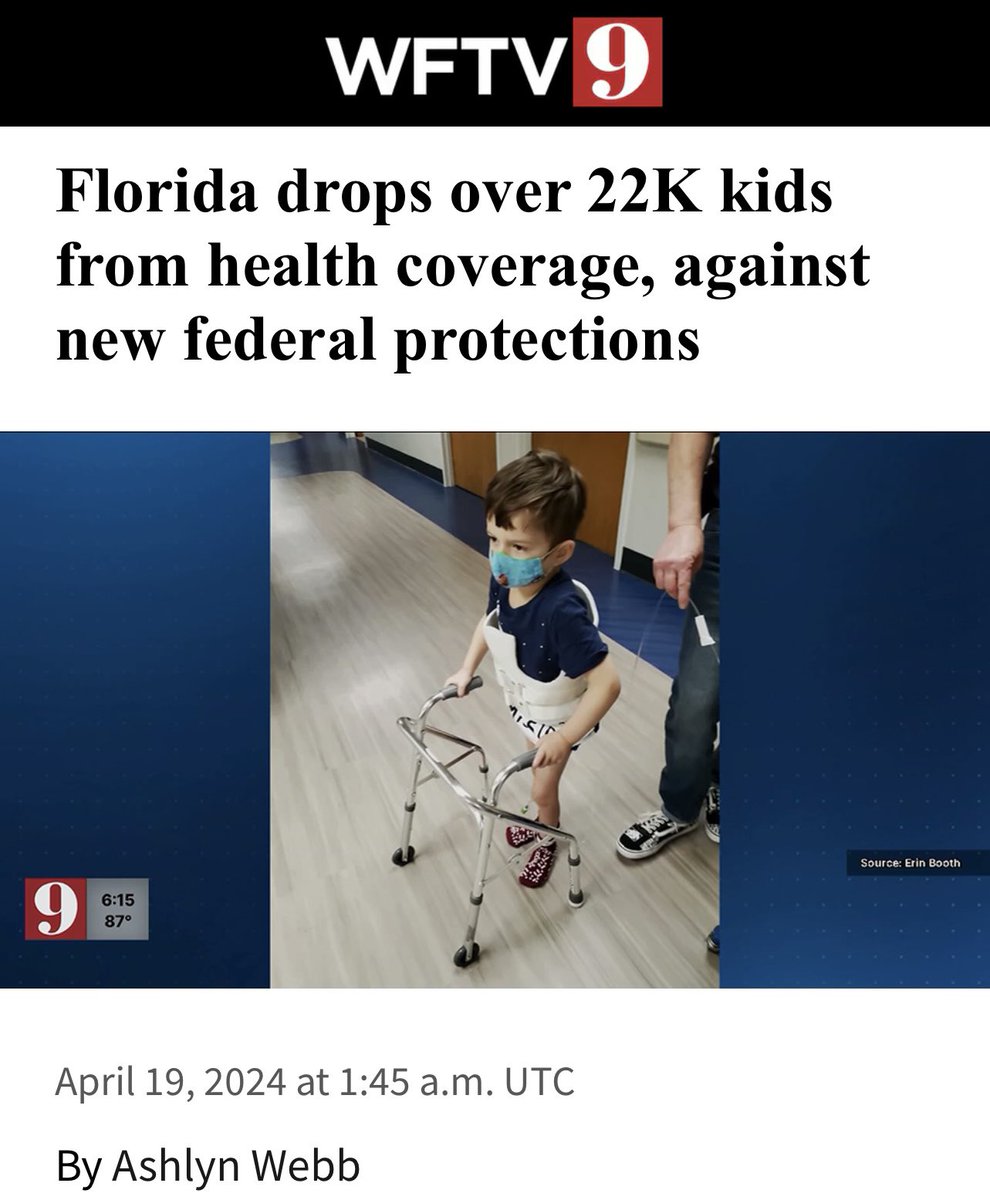 🚨 The DeSantis administration is suing the federal government for the right to drop children from KidCare health coverage when their parents miss premium payments. They are also bragging about an $11 BILLION budget surplus and asserting a moral high ground for being “pro-life”.
