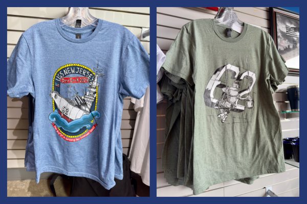 Looking for commemorative dry dock merch? Our dry dock store at the Philadelphia Naval Yard can help! After your tour, stop by for dry dock apparel, souvenirs and teak collectibles. If you’re unable to shop in person, check out our online store: battleshipnewjersey.org/shop/