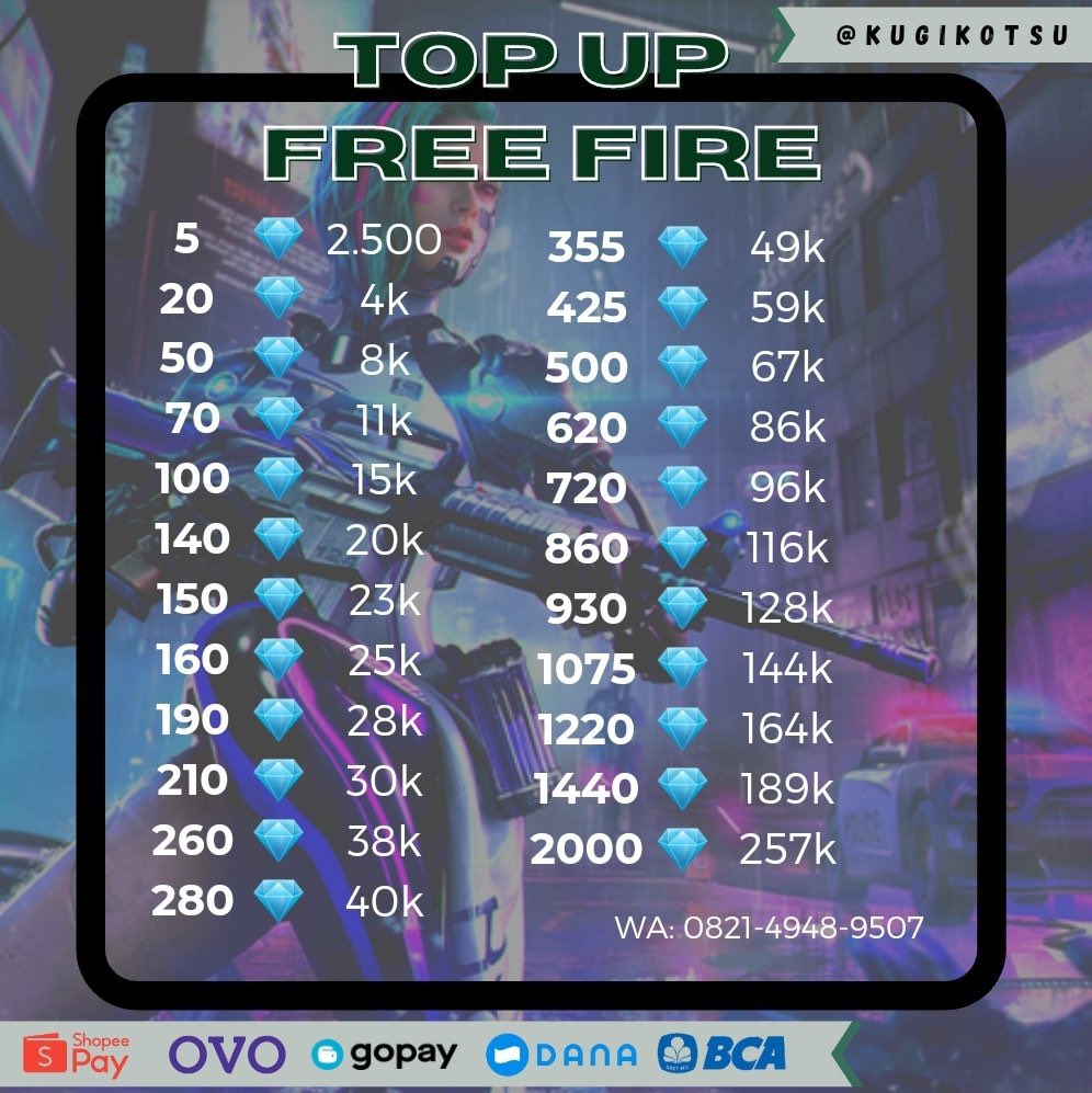 top up ep epmu dik💎💎

yuk langsung dm or WA ( wa.me/6282149489507 ) 🛒🛒
📎 ff free fire mutualan jual diamond dm 
[ #zonauang #zonaba #zonabu #zonajajan ]