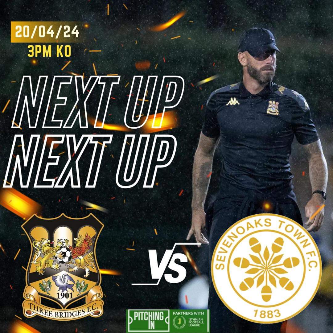 ThreeBridgesFC's tweet photo. MATCHDAY ⚽

📅 Saturday 20 April
🆚 @SevenoaksTownFC
🏆 @IsthmianLeague
📍 Jubilee Field
⏰ 3:00pm KO
🎟️ Adults £10, Concessions £5, U12 FREE with a paying adult 

🚨 Half-price entry for @crawleytown season ticket holders!

#UpTheBridges 🧡🖤 https://t.co/EBD2ZyLLrM