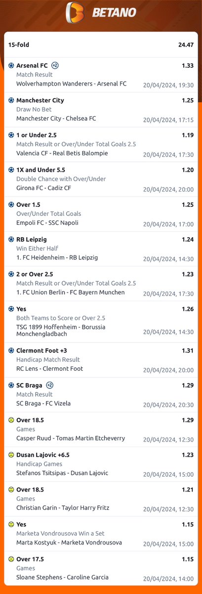25 odds BETANO 🎯🔞 Register here: bit.ly/4cwiNwo Click this link to load game: betano.ng/mybets/2019540… Booking code: 0A44G265 Promo code: KING365 Bet responsibly