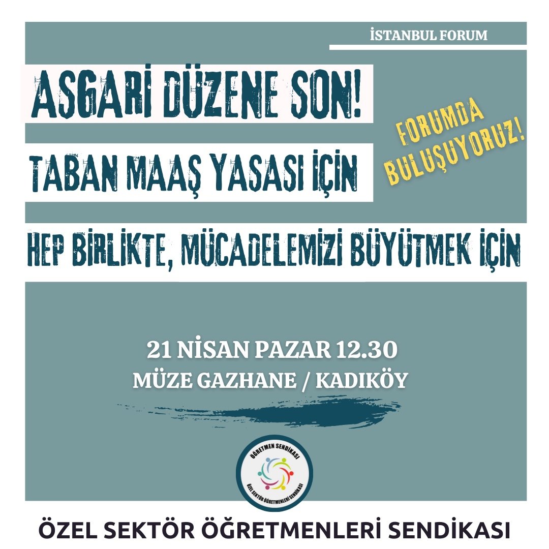 İstanbul| Öğretmenler yarın Müze Gazhane'de buluşuyor. Gölge Sahne'de gerçekleşecek etkinlikte iş yeri temsilcileri kürsüden söz alarak deneyimleri paylaşacak. Sendika üyelerinin kaynaşmasını da amaçlayan forumda sendikanın gelecek dönem hedefleri de konuşulacak.…