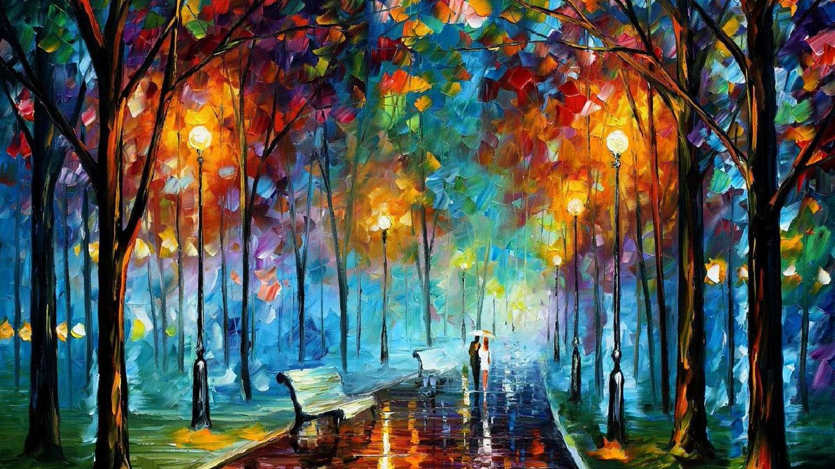 MISTY MOOD NIGHT - Large-Size Original Oil Painting ON CANVAS by Leonid Afremov (not mixed-media, print, or recreation artwork). 100% unique hand-painted painting. Today's price is $99 including shipping. COA provided afremov.com/misty-mood-nig…