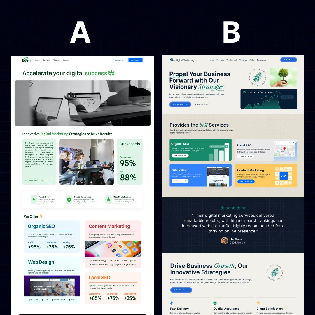 Which one is better A or B?

Share your feedback in the comments 🤗

Thank you

#webdesign #website #agencywebsite