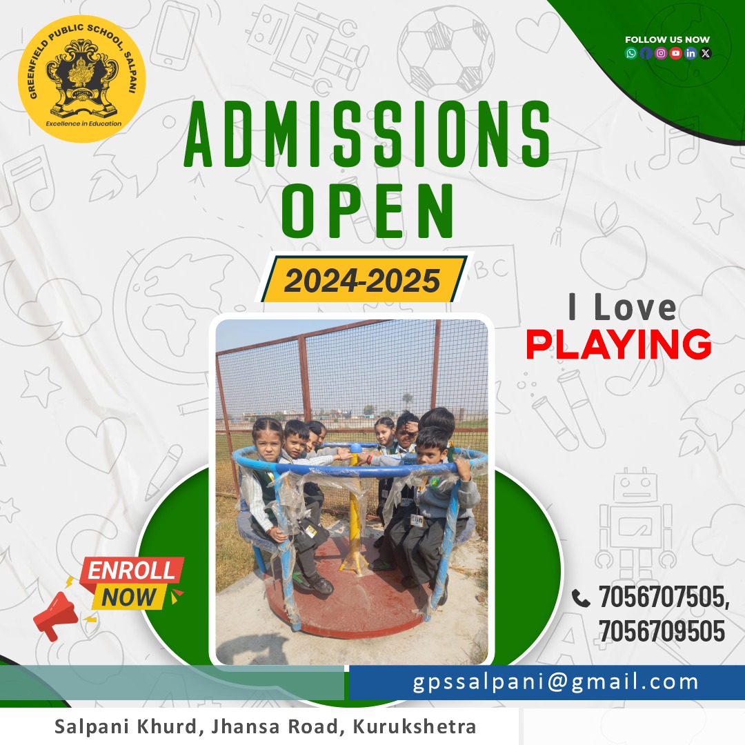 “Begin Your Journey: Apply for Admission Today!”
mailto:gpssalpani@gmail.cow
Address:Salpani Khurd,Jhansa Road,Kurukshetra (Haryana)
Contact Us: 𝟩056707505 | 7056709505
#AdmissionsOpen #EnrollToday #RegisterNow #BestCBSESchool #GPS #Education #Salpani #Kurukshetra #Haryana