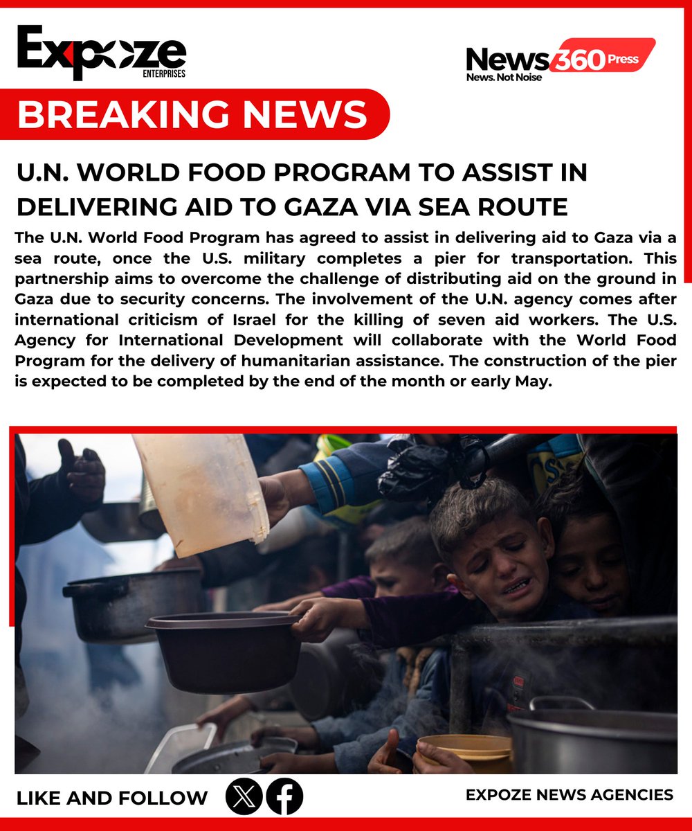#BREAKING: U.N. World Food Program to Assist in Delivering Aid to Gaza via Sea Route

#UNWorldFoodProgram #GazaAidDelivery #SeaRouteAssistance #HumanitarianEfforts #GlobalAid #FoodSecurity #EmergencyRelief #InternationalAssistance #SupportingGaza #DeliveringHope #Solidarity #Cris