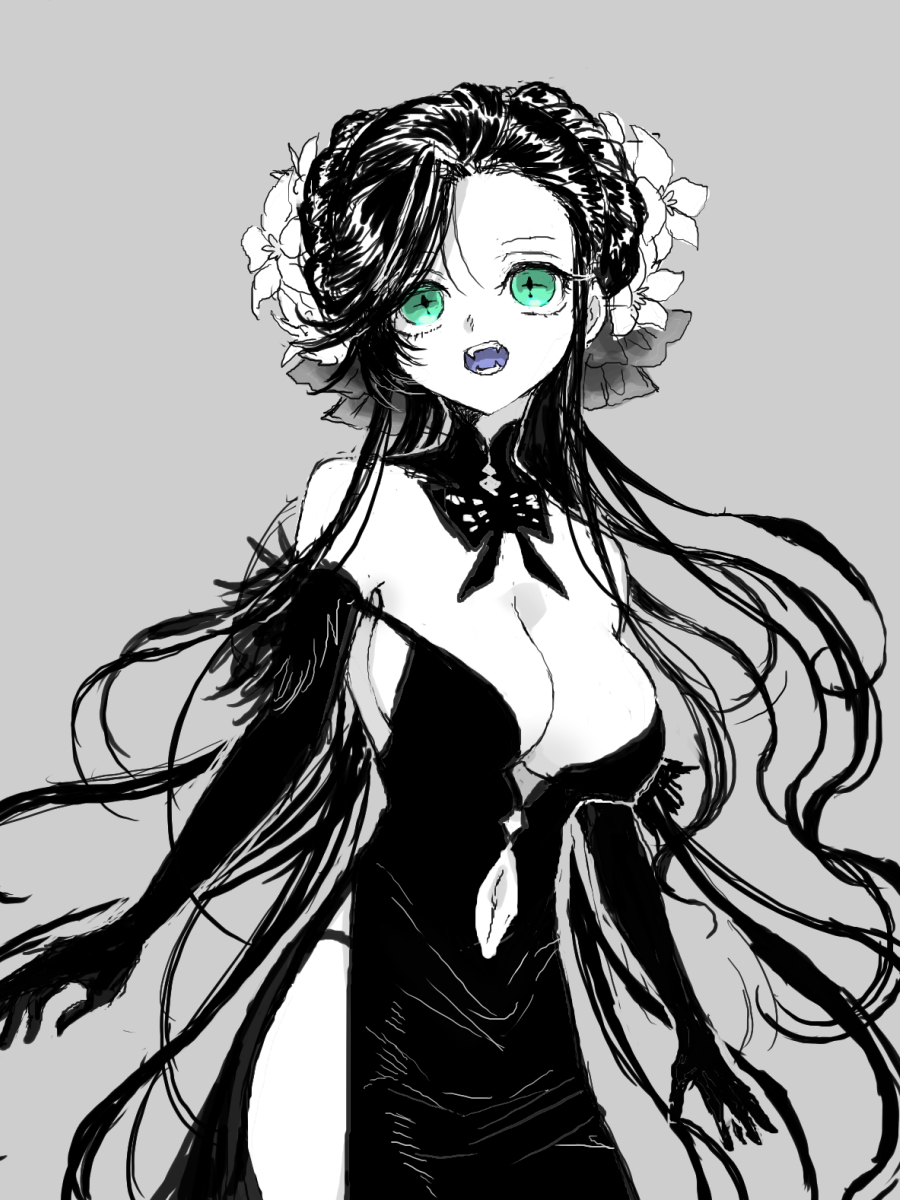 「落書きしながら即興で考えたキャラ。元人魚の歌姫。「人魚の彼と結ばれる為に私も綺麗」|原稿の弁柄丸のイラスト