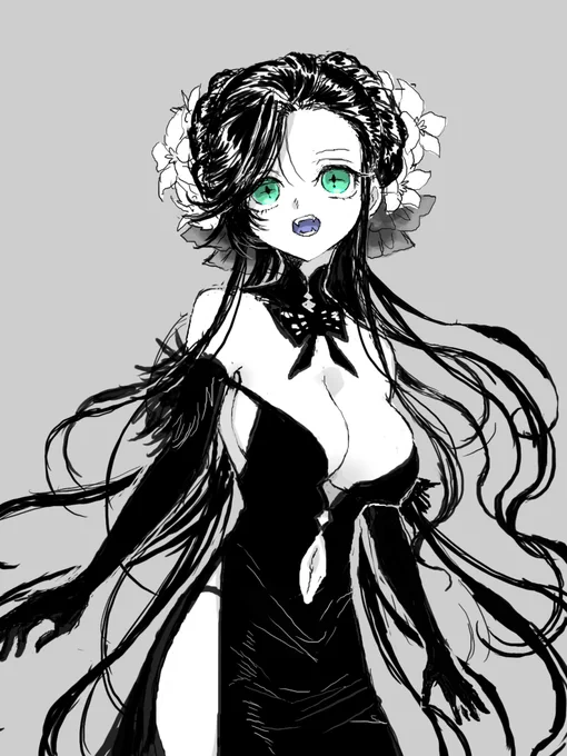落書きしながら即興で考えたキャラ。元人魚の歌姫。「人魚の彼と結ばれる為に私も綺麗なヒレとエラが欲しい!」という人間の女の子に魔法で自前のヒレとエラを奪われ、特に好きな男も居ないが成り行きで陸に浮上した人魚の姫。変わりに人間の足と肺を持つ。今は人間の劇場で歌手をやっている。 
