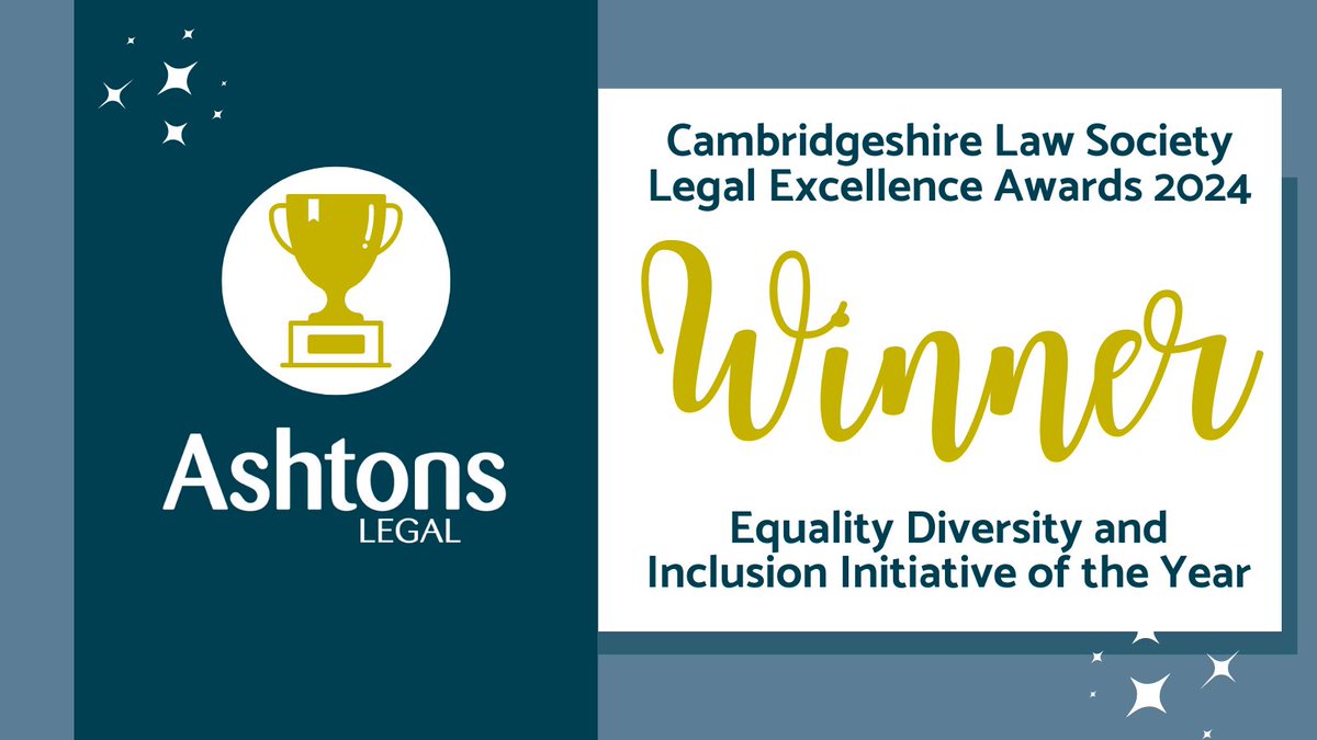 ⭐WINNERS⭐ We're thrilled to have won 'Equality, Diversity & Inclusion Initiative of the Year' at the @cambslaw Society Legal Excellence Awards last night! We're proud to support many initiatives that promote equality, diversity and inclusion to support our employees 🏆