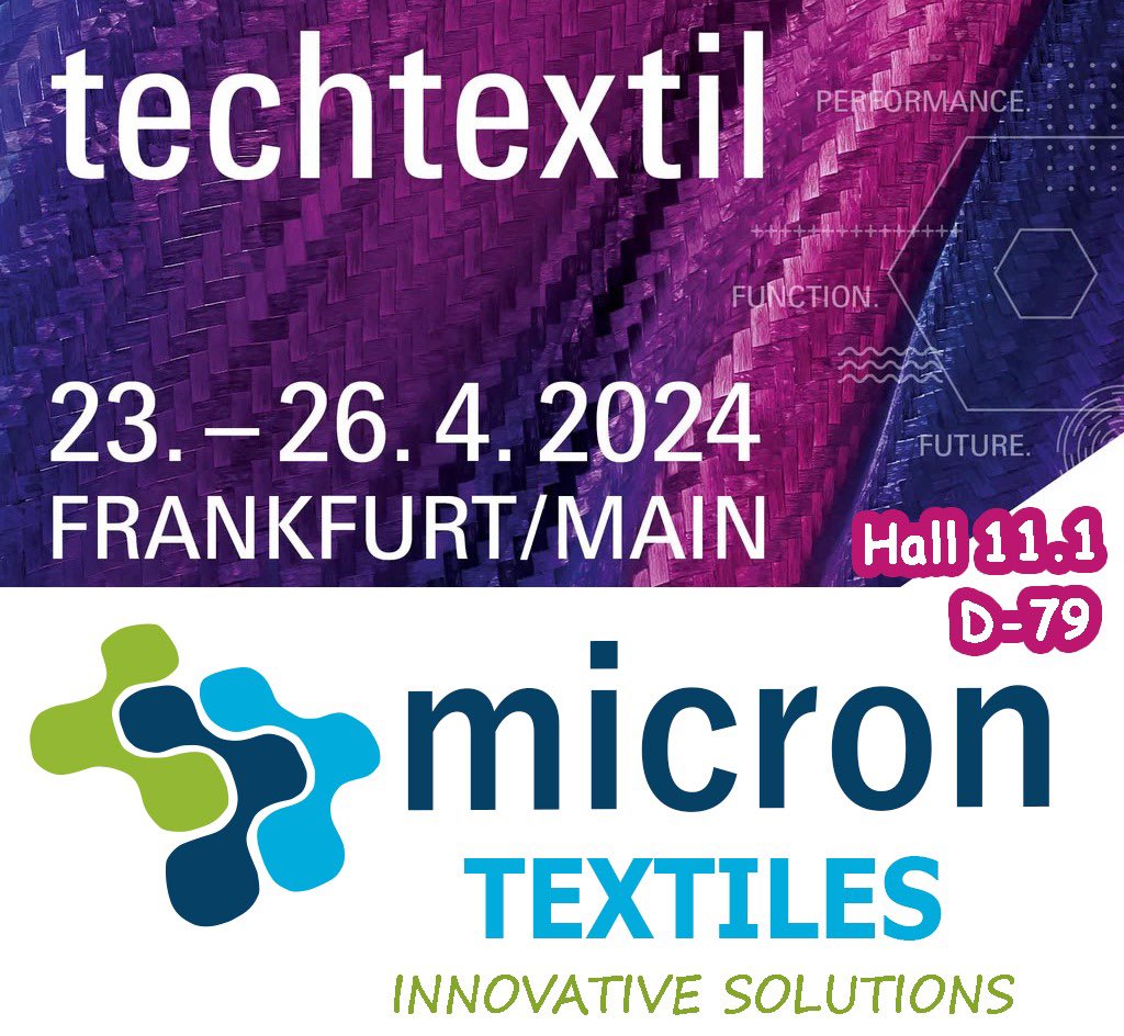 microntextiles's tweet image. We are thrilled to invite you to visit our booth at the Techtextil fair held at Messe Frankfurt. 
#techtextil #techtextil2024 #messefrankfurt #microntextiles #micronteknik