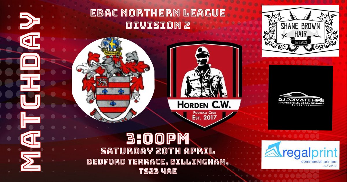 🔴⚫️ MATCH DAY 🔴⚫️

The 2023/24 league season ends for us today at Bedford Terrace.

@BillinghamTown are our opponents this afternoon as we look for the 3 points to boost our play off chances.

The sun is shining so why not pop down the A19 and cheer the lads on.

#UpTheMarras