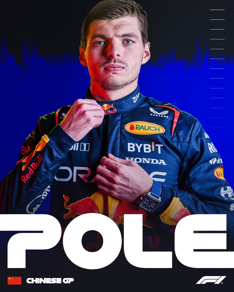 #F1 No pueden pararlo! Max Verstappen logró la pole en el #ChineseGP . Largará en primera fila con Checo Pérez, en segunda lo harán Alonso y Norris. Red Bull va de menor a mayor en cada fin de semana. Es la pole 37 para Max y la 100 para Red Bull 🏁 Vía @F1