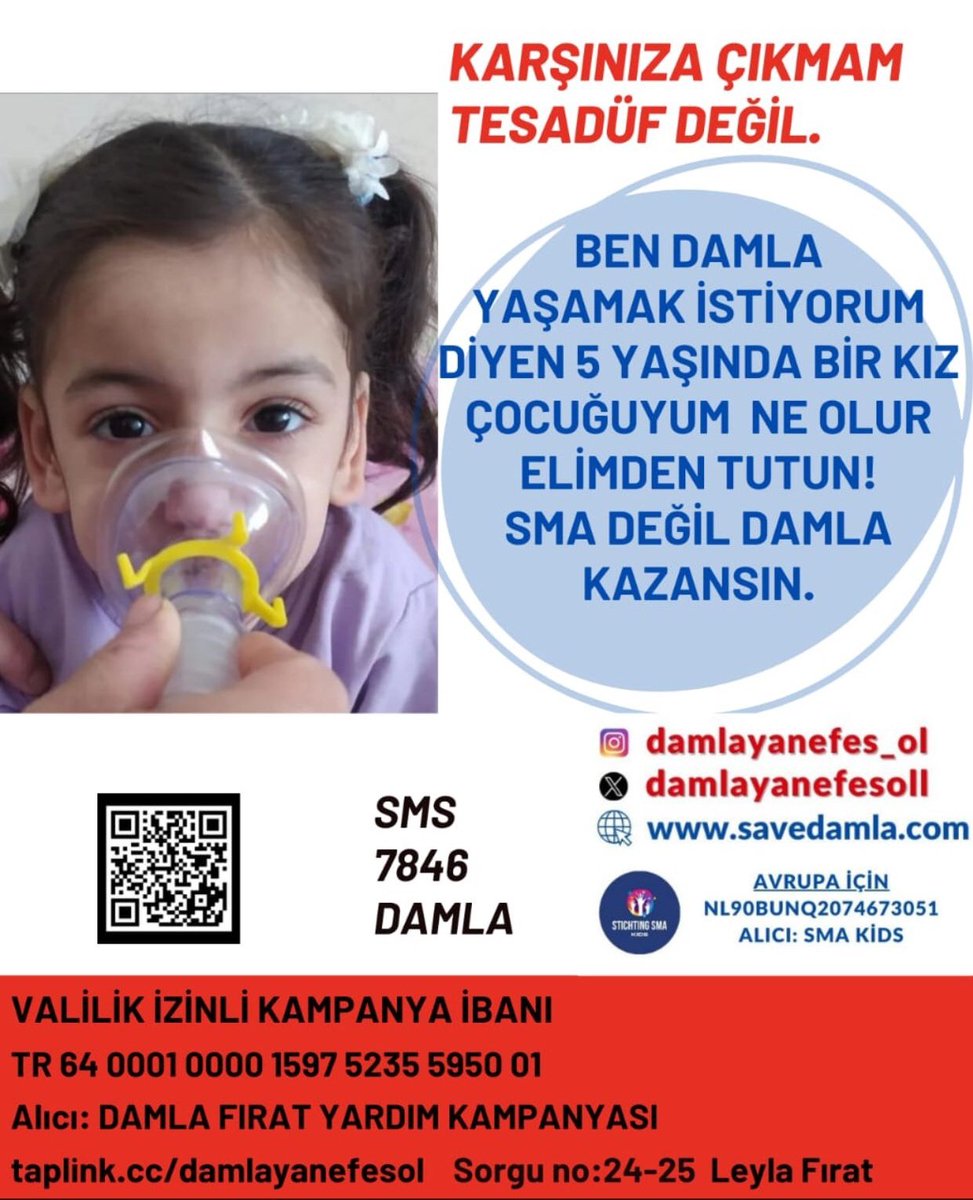 HAYDİ TÜRKİYE 📣 5 yaşında Damla Savaşırken Bizlerde Durmayalım.Damla'nın Sesi,Nefesi,Ailesi Bizleriz✨🤲 Damla'nın Yaşamı Sizlerin Elinde 🔴Valilik Onaylı Kampanyası SON ŞANSI ,SON 260 GÜN❗ Siz de Aramıza Katılın. 👇 Telegram Sayfası👇 t.me/+2l-4h7dlTtljN… 💦💦💦💦