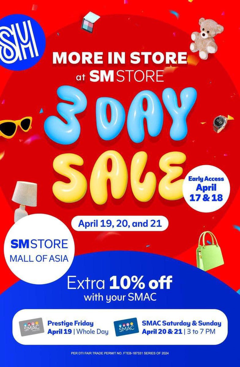 There’s MORE in STORE for you this BIG BIG MOA SUMMER SALE! 🎉 Get the best deals and promos at the 📍SM STORE, MALL OF ASIA! Don’t miss the biggest sale ever plus get extra 10% OFF with you SMAC. 🛍️🛒😎 #EverythingsHereAtSM #MallOfAsia #BigBigMOASummerSale